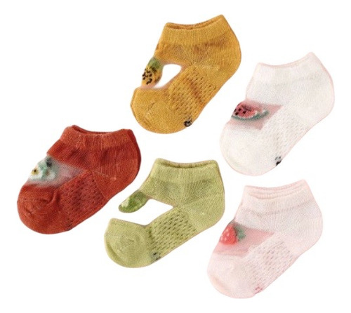 Calcetines De Bebe Niñas Algodon Little Fruits 5 Pack