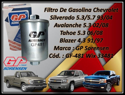 Filtro De Gasolina Rosca Y Rosca Chevrolet Siverado Gf481