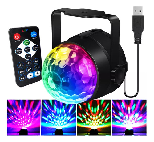 Mini Globo Jogo De Luz Rgb Com Controle Para Festa Dj Usb