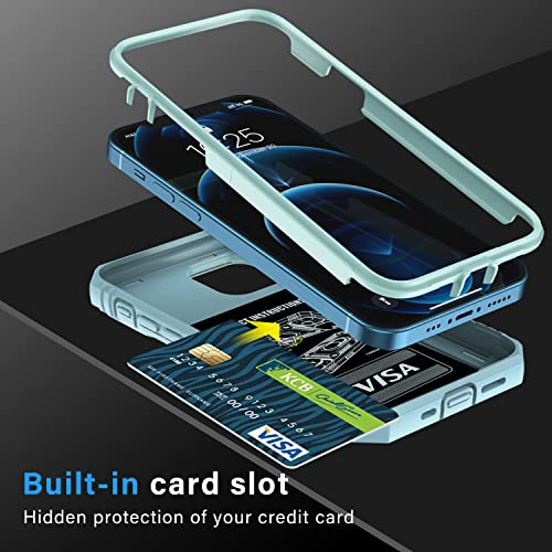 Funda Con Base Para iPhone 12 Pro Max Gris Verde Dual Layer