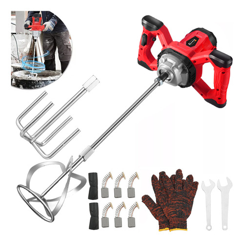 Nasterjis Mezclador De Cemento/pintura Eléctrico Máximo 3100w Eléctrico De Mano De Hormigonera,portátil Taladro Agitador Con Varilla Para Mezclar Lechada Pintura Mortero Yeso,ajuste De 6 Velocida