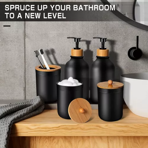  Juego de 5 accesorios de baño negro mate, juego de