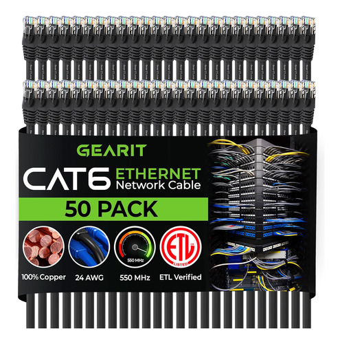 Gearit - Cable Ethernet Cat 6 (50 Unidades, Cat6, Conexio...