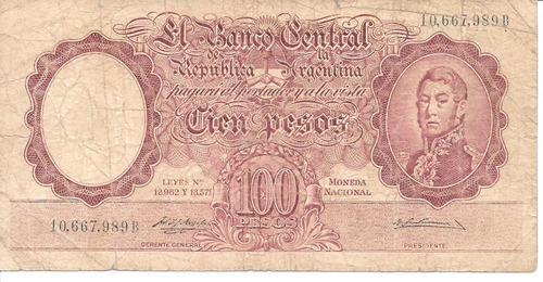 Bottero 2050 - Billete De 100 Pesos Mon. Nac. Año 1958 - F++