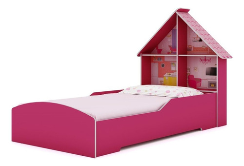Cama Infantil Casinha 090 Pink Ploc - Gelius Cor Rosa