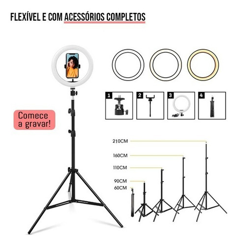 Ring Light Iluminador Luz Led Com Tripé 2.10m Profissional