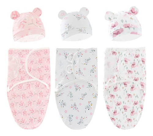 3pc Saco Para Dormir Bebe Recien Nacido Swaddle Con Gorritos