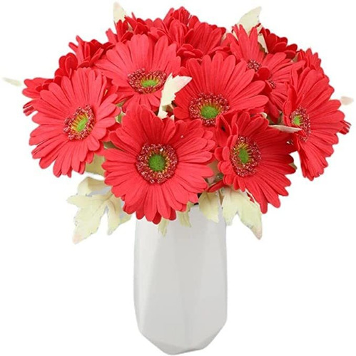 Romase 7pcs Real Touch Pu Flor De Gerbera Artificial Realis