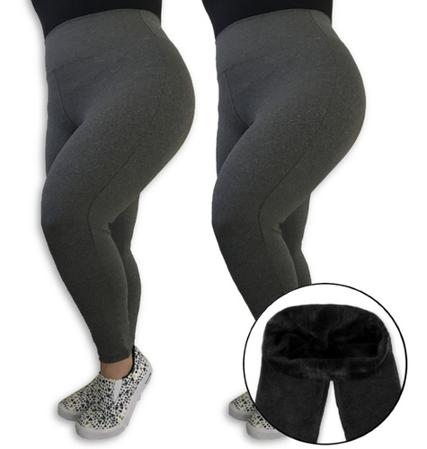 Kit 2 Calças Legging Plus Size Heide Ribeiro Felpada Térmica