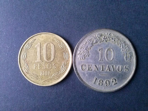 Moneda Bolivia 10 Centavos Níquel 1892 (c10)