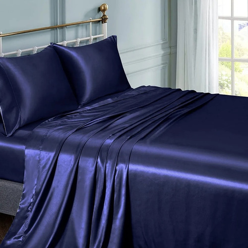 Conjunto De Cama Doble Matrimonial 1800 En Satén 4 Piezas