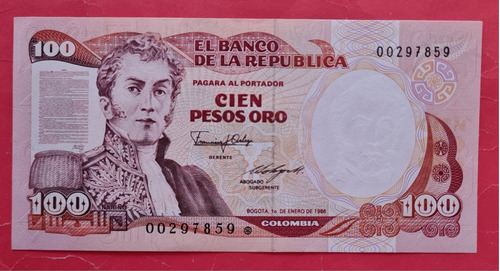 Billete Reposición Cien Pesos 1986.