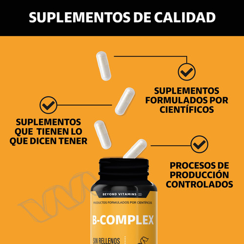 Complexo B | Além das vitaminas do complexo B | Sem sabor | Suplemento alimentar | Vitaminas B, raiz de beterraba, vitamina B12 e açafrão | 60 cápsulas