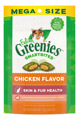 Cat Treats Greenies Feline Smartbites Skin & Fur Chicken 130