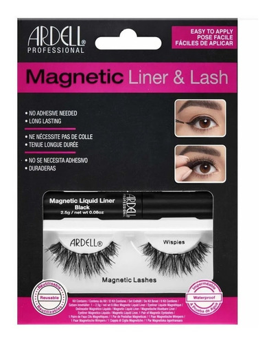 Kit Pestañas Magnéticas Liner & Lash Wispies Ardell Negro