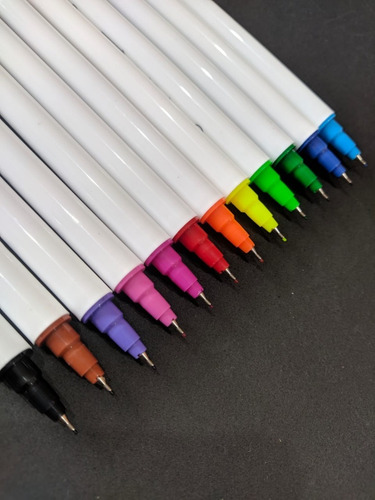 Kit 12 Brush Caneta Pen Duas Pontas Dupla Pincel Fineliner