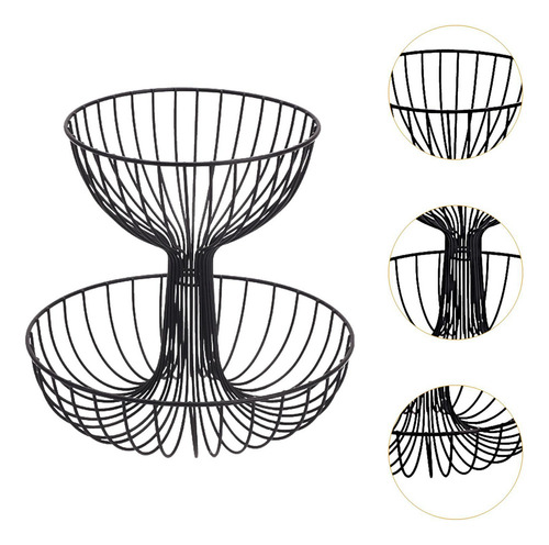 / Soporte For Cesta De Frutas De Metal De 2 Niveles, Soporte