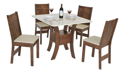 Conjunto Mesa Quadrada Amanda Com 4 Cadeiras Elane Giwt