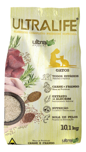 Ração Ultra Life Gatos Todas As Fases Carne E Frango 10,1kg