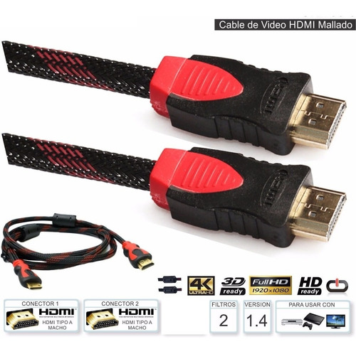 Imagen 2 de 6 de Cable Hdmi Premium 5 Metros Filtro Para Tv Smart Pc 1080p 4k