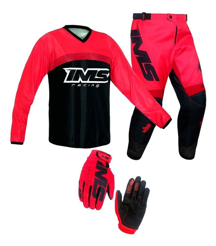 Kit Conjunto Ims Indi Vermelho/preto + Luva Cross Lançamento