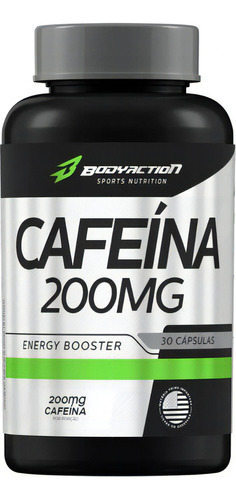 Cafeína Para Aumento De Energia 200mg 30 Cáps Bodyaction Sabor Sem Sabor