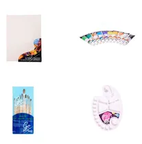 Comprar Pinturas Acrílicas + Lienzo X 2  + Pinceles Pintura + Paleta
