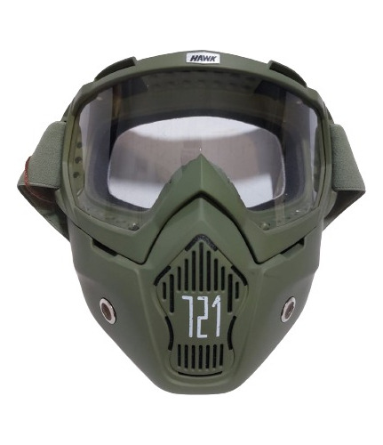Mascara Moto Hawk Verde Visor Transparente