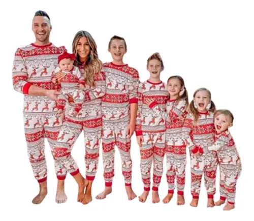comprar Pijama De Navidad Familia Rojo Y Blanco Camiseta + Pantalon