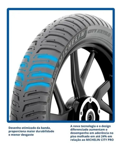 Pneu Michelin City Extra 90/80-16 51s Traseiro Sem Câmara