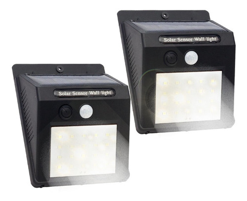 Lampara Solar De Pared 20 Leds Exterior Sensor 2 Piezas