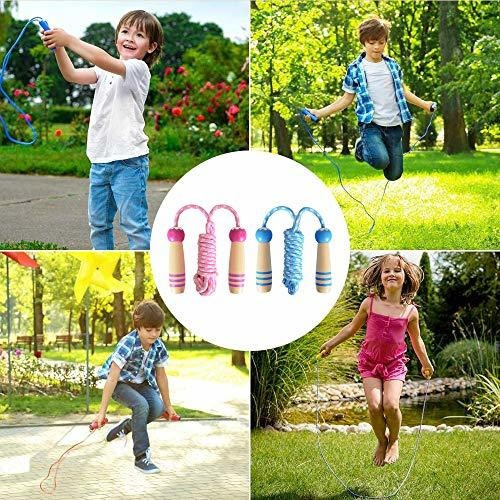 2 Cuerda Saltar Para Niño Ajustable Niña Mango Madera R
