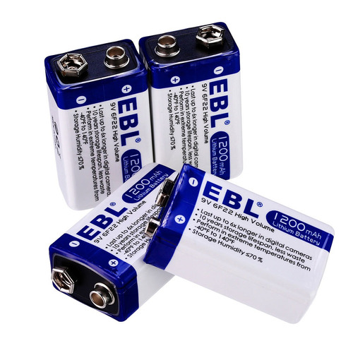 Ebl 4packs 9v Litio Batería 1200mah 6f22 Desechable De Alto 