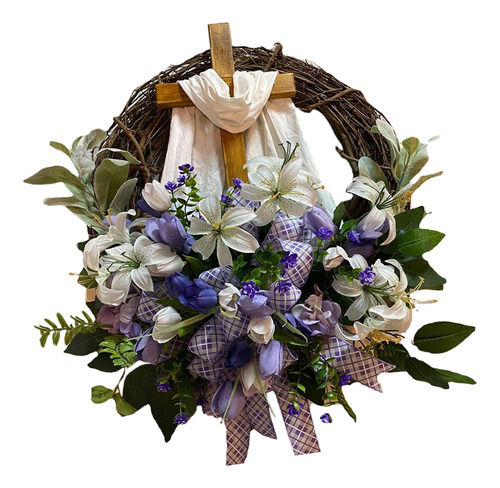 Guirnalda Grande De Cruz De Pascua Para 35cm Multicolor