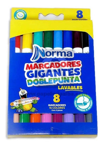 Marcadores Gigantes Norma Doblepunta X 16 Colores