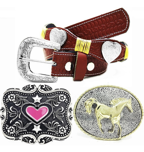Cinto Feminino Cowgirl + Fivela Country Longhorn Rodeio