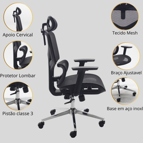 Cadeira Ergonômica Escritorio Super Mesh 2d Ergonômica
