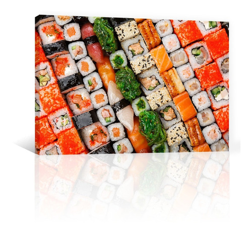 Cuadro Decorativo Canvas Platillos Rollos De Sushi Y Maki