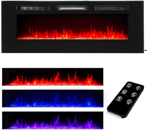 Chimenea Eléctrica De Pared Empotrable 50 PLG Control Remoto