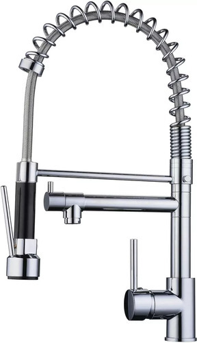 Canilla Monocomando Mesada Doble Pico Cisne Flexible Profesional Cocina Doble Mesada Plateado