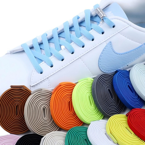 Cordones Elasticos Ajustables Para Zapatillas Adultos Niños Azul Marino
