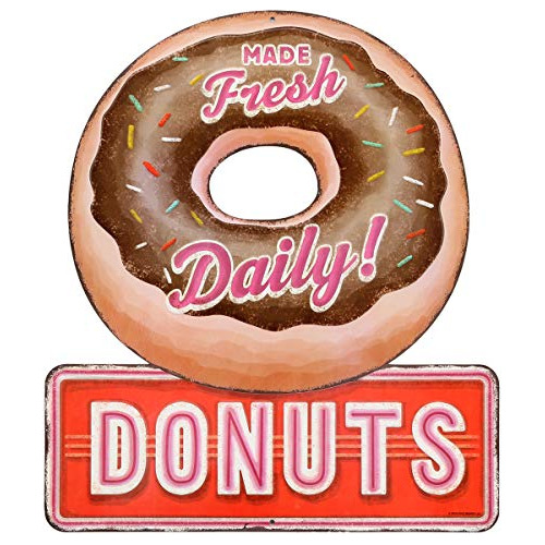 Cartel Retro  Donuts Made Daily , Divertido Cartel De D...