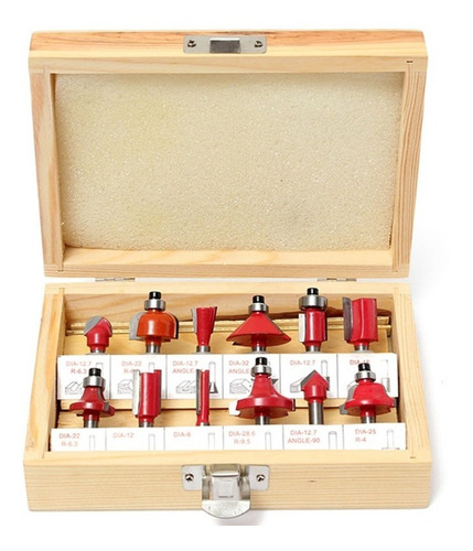 Imagen 2 de 7 de Fresas P/ Fresadora Router Tupi Widia X 12 Pz Vastago 1/4