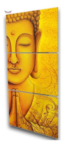 Quadro Decorativo 122x60 Sala Quarto Abstrato Buda Amarelo