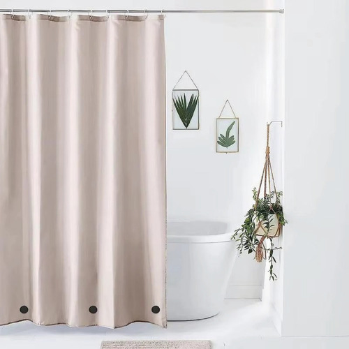 Cortina De Baño Peso Magnético Añadido Libre De Movimiento Color Negro Liso