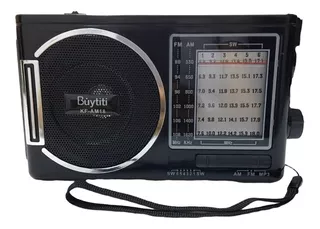 Bocina Portatil Panel Solar Radio Am Fm Con Linterna - T2123 Color Negro