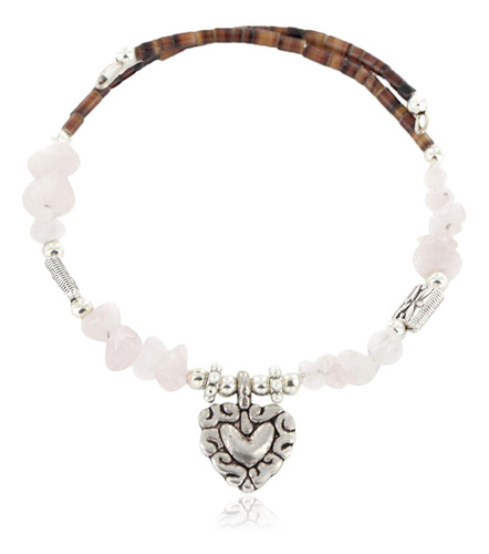 $ 80 Pulsera Nativa Con Envoltura Ajustable De Cuarzo Rosa N