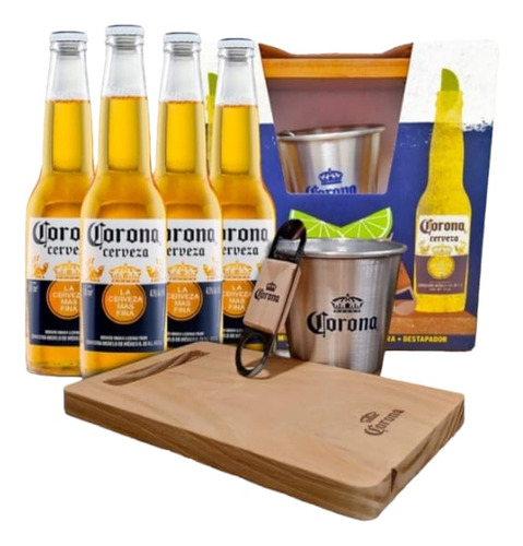 Set Mini Frapera + 4 Cervezas Corona + Tabla + Destapador