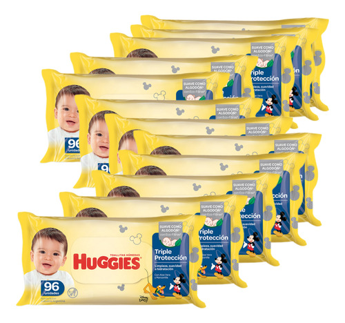 Toallas Humedas Huggies Triple Proteccion X96 Caja Pack X 18