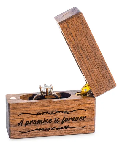 Wislist Caja De Madera Para Anillo De Compromiso, Pequena Fu